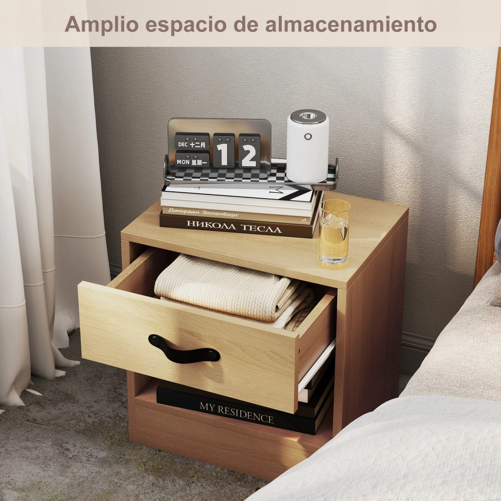 Tavolino da Salotto con Cassetto e Ripiano Aperto ¨C Zephmum ¨C Naturale 39x28x41 cm