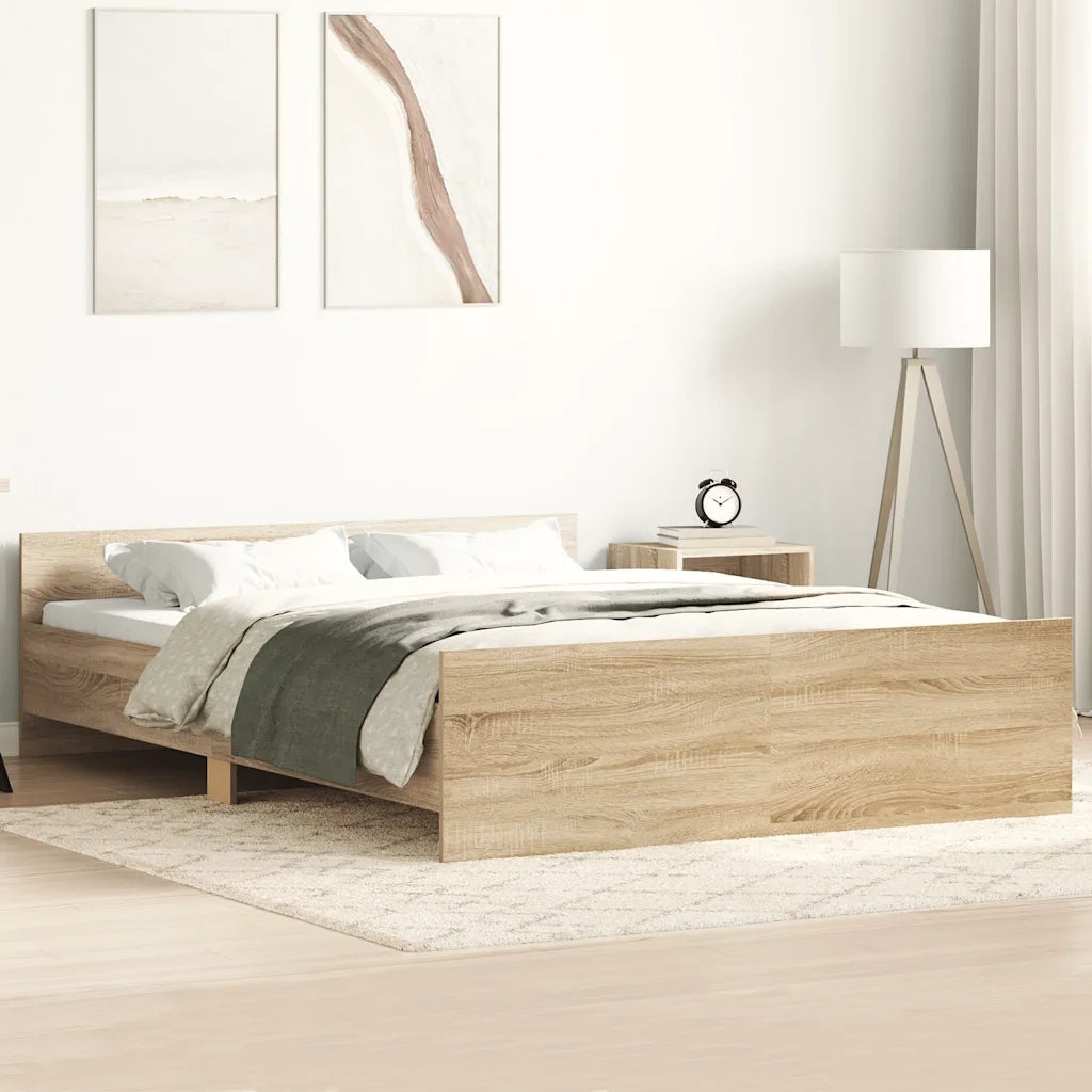 Giroletto con Testiera e Pediera-Struttura Letto Rovere Sonoma 150x200 cm