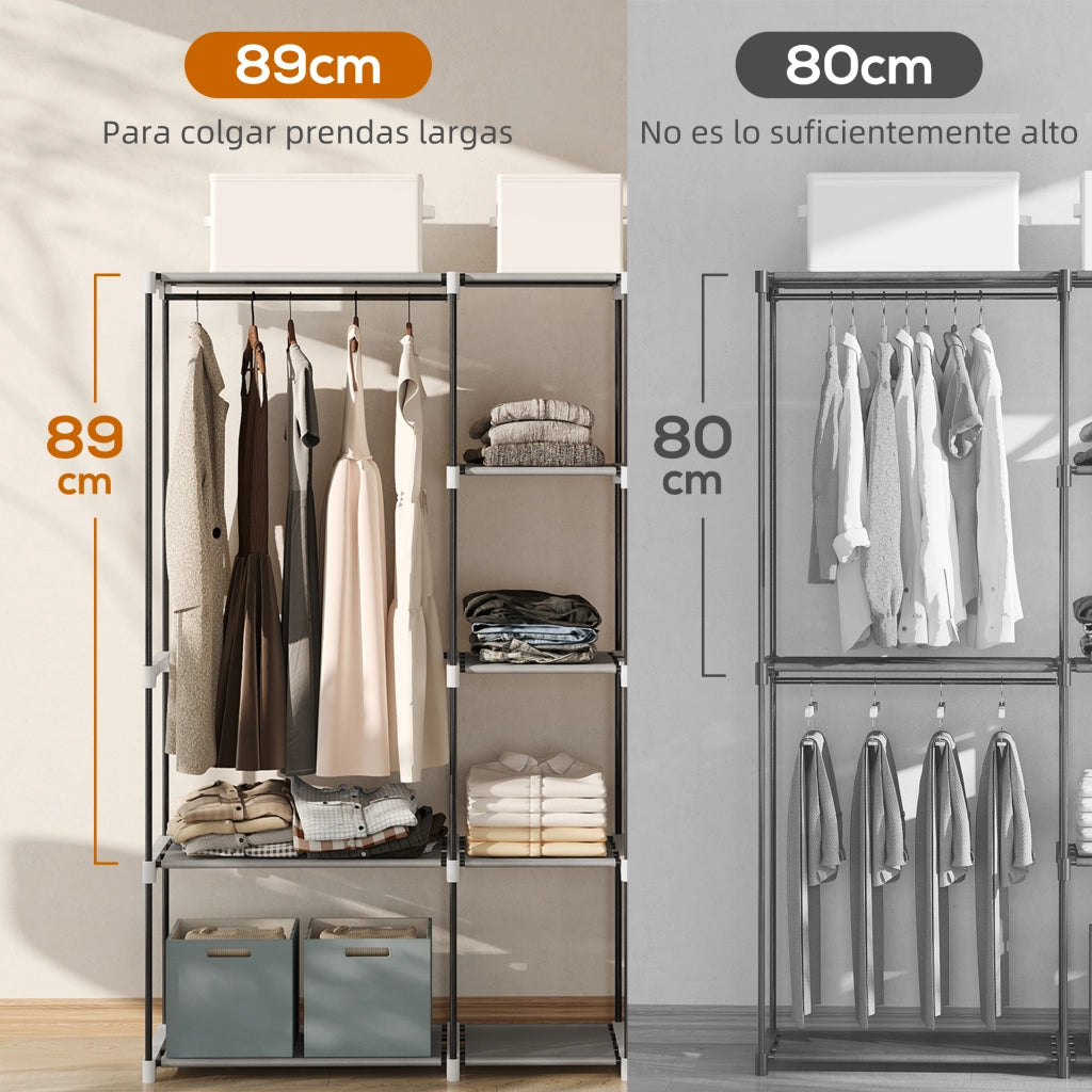 Armadio Guardaroba con Ripiani e Appendiabiti ¨C Zephmum ¨C Grigio 182x43x185 cm