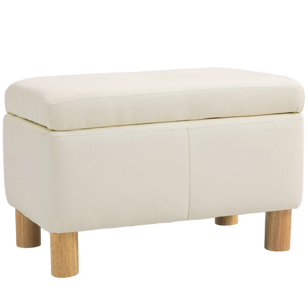 Pouf con contenitore ¨C zephmum ¨C crema, similpelle, 60x38x40 cm
