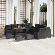 Set Divano da Giardino con cuscino 13 pcs Nero Poly Rattan