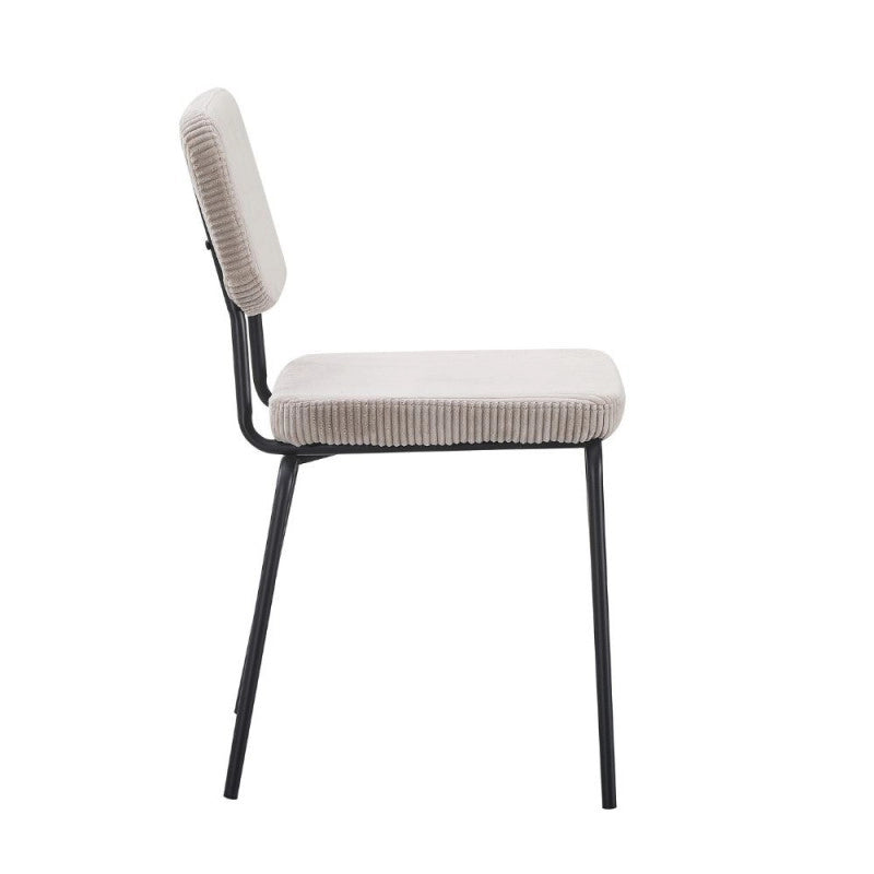 Sedia Juno in tessuto colore taupe e struttura in metallo nero set 4 pezzi