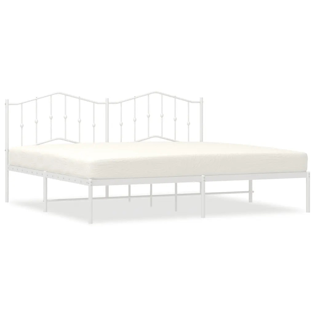 Letto matrimoniale | Letto per adulti | Giroletto con Testiera Metallo Bianco 193x203 cm