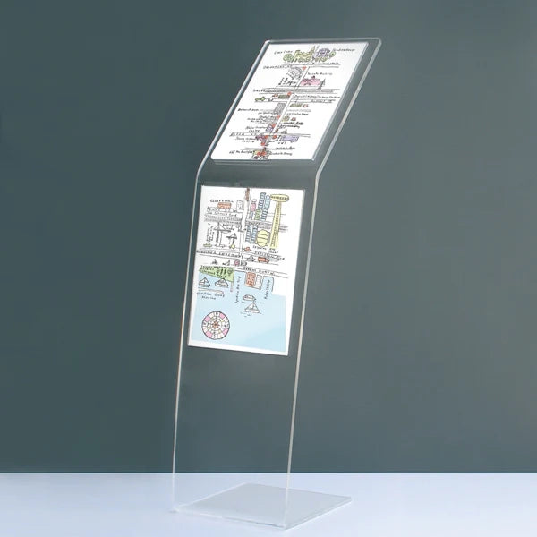 Leggio in plexi con base a L 2 tasche A4 - Non personalizzato