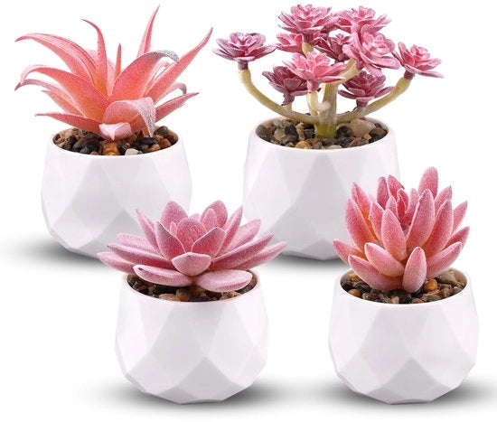 4 pezzi di mini piante artificiali, piante grasse, con vaso, piante decorative, plastica, piccola pianta artificiale, piante grasse, piante di imitazione, decorazione per ufficio, decorazione per soggiorno