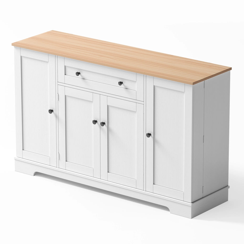 Buffet cucina multifunzionale - Zephmum- 138 cm- Con cassetto, ante e ripiani regolabili- Design moderno con protezione ribaltamento