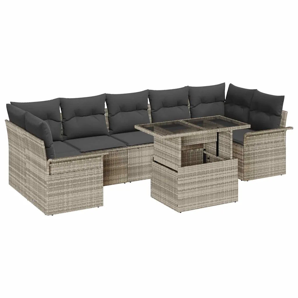 Set Divano da Giardino 8 pcs Grigio chiaro polyrattan 3348238