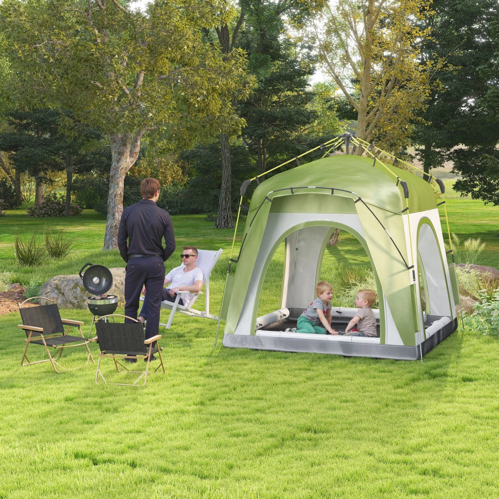 Tenda da campeggio pop-up 3 persone ¨C Xylo ¨C con 4 porte, 4 finestre e borsa per trasporto, verde e grigio