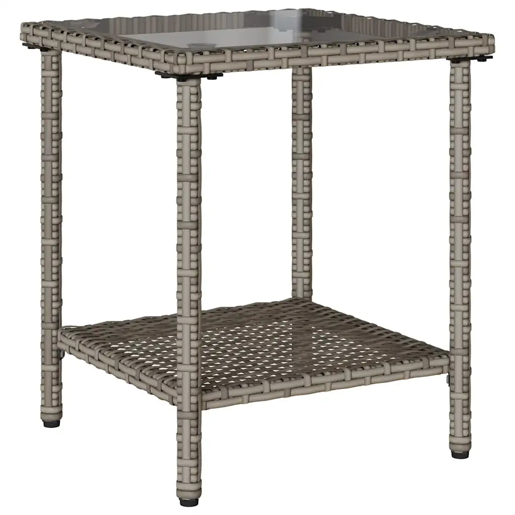Divano da Giardino con Tavolo e Cuscini a L-Sofa da Giardino-Divano da esterno Grigio Polyrattan 283208