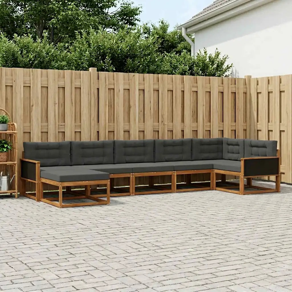 Set di divani da esterno con cuscino 7 pcs Naturale e Antracite 3382735