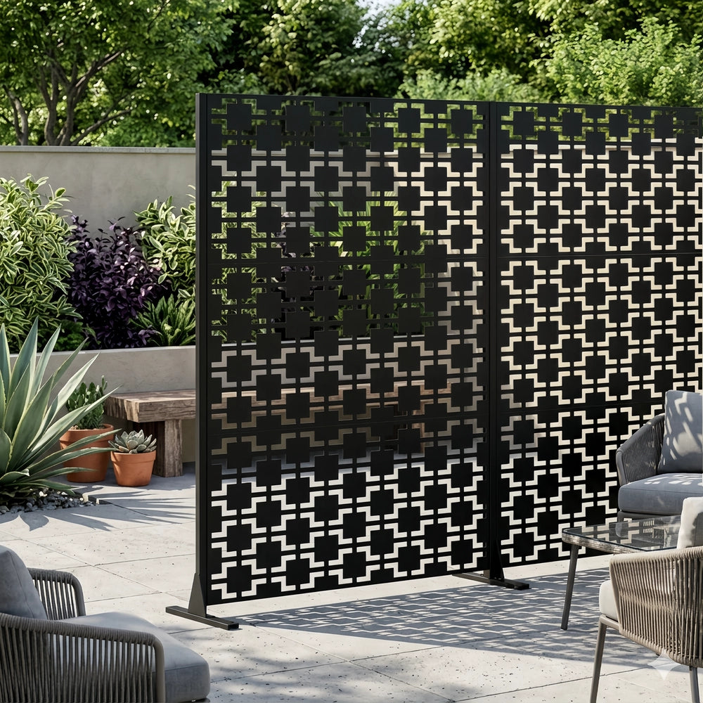 Paravento da Giardino in Metallo ¨C Xylo ¨C 183x116 cm, per Balcone, Patio e Terrazza
