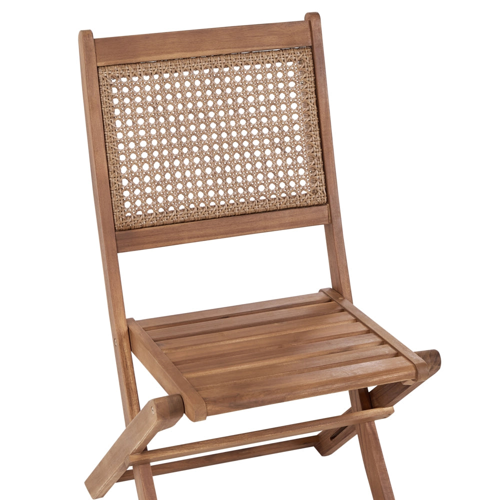 Set di 2 sedie da giardino per esterni in legno d'acacia chiaro pieghevoli stile rustico