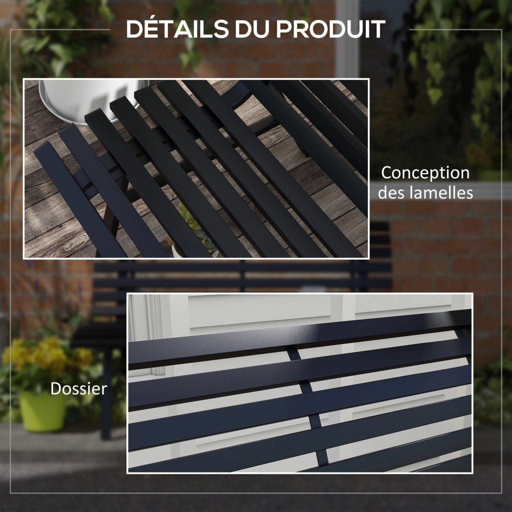 Panca da giardino 2 posti ¨C Xylo ¨C alluminio nero 123x67x79 cm