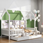 Letto Casetta Bambini con Cassetti e Libreria ¨C Xylo ¨C Bianco 90x200