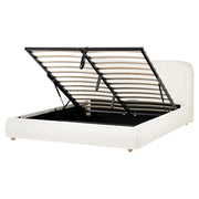 Letto con contenitore in poliestere bianco sporco 160 x 200 cm, design minimalista e moderno