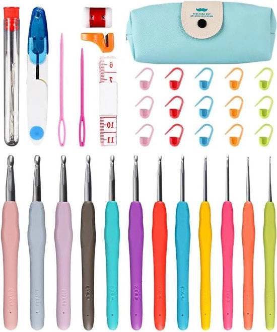 Set di aghi da cucire - 44 pezzi, 12 misure per principianti e bambini - Manico ergonomico, inclusi aghi da cucire in cotone e accessori