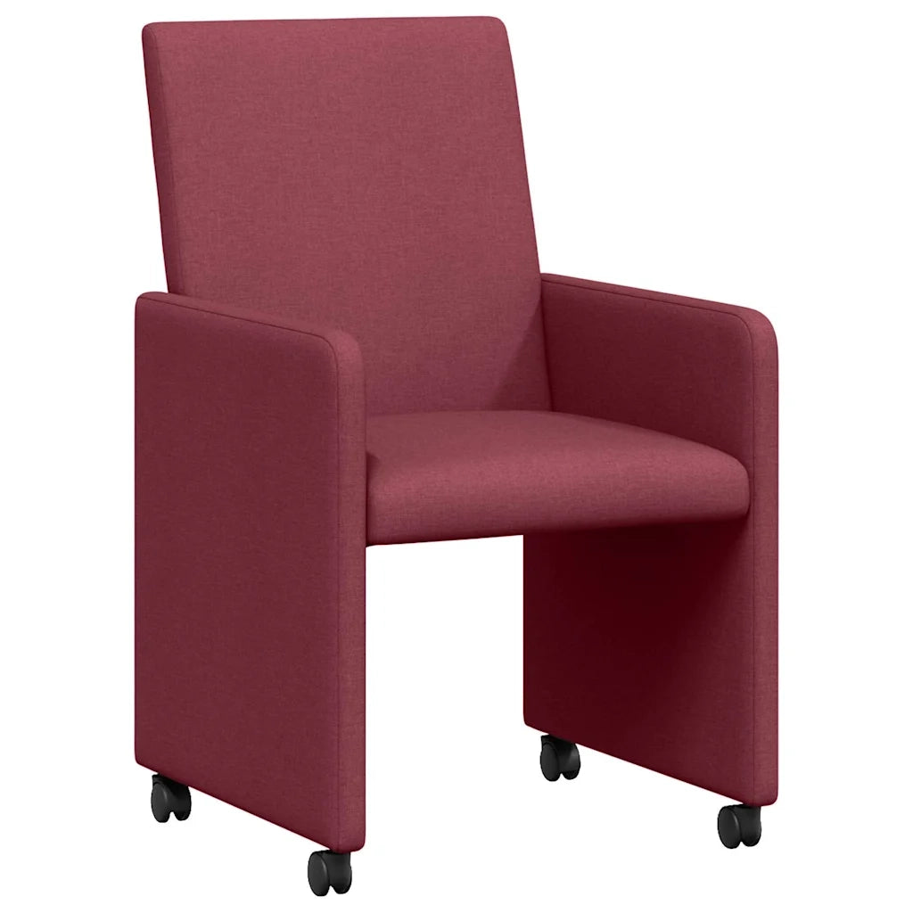 Sedie da Pranzo con Ruote 2 pz | Sedie da cucina Rosso vino 57 x 66 x 94 cm