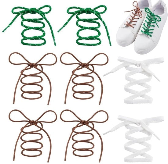 Set di Cinture per Scarpe da Ginnastica e da Neve - 4 Paia - Cinture Ronde/Platte - Fibra Polyester/Gordonia - 1010/1020 mm - Varie Colori - Adatto per Ginnastica e Stivali