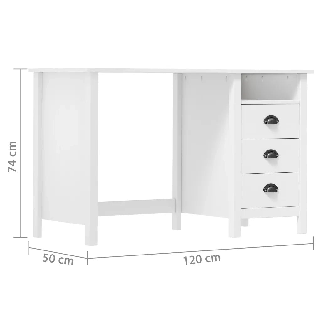 Scrivania | Tavolo da Ufficio Hill 3 Cassetti 120x50x74 cm Massello di Pino