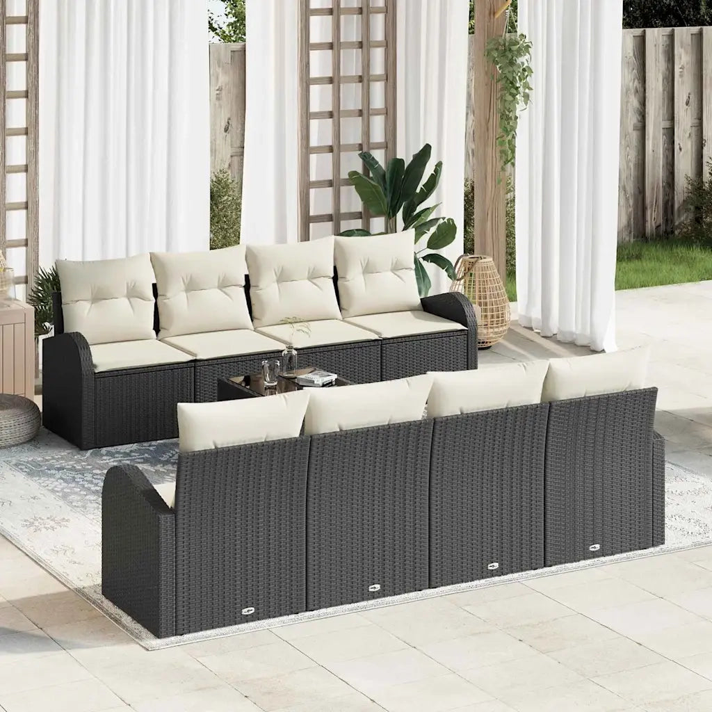 Set Divano da Giardino Nero 55 x 55 x 37 cm polyrattan 3345967