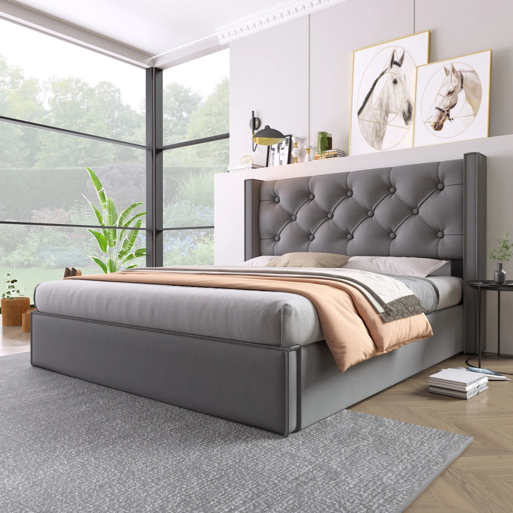 letto imbottito cotone grigio 140x200 cm