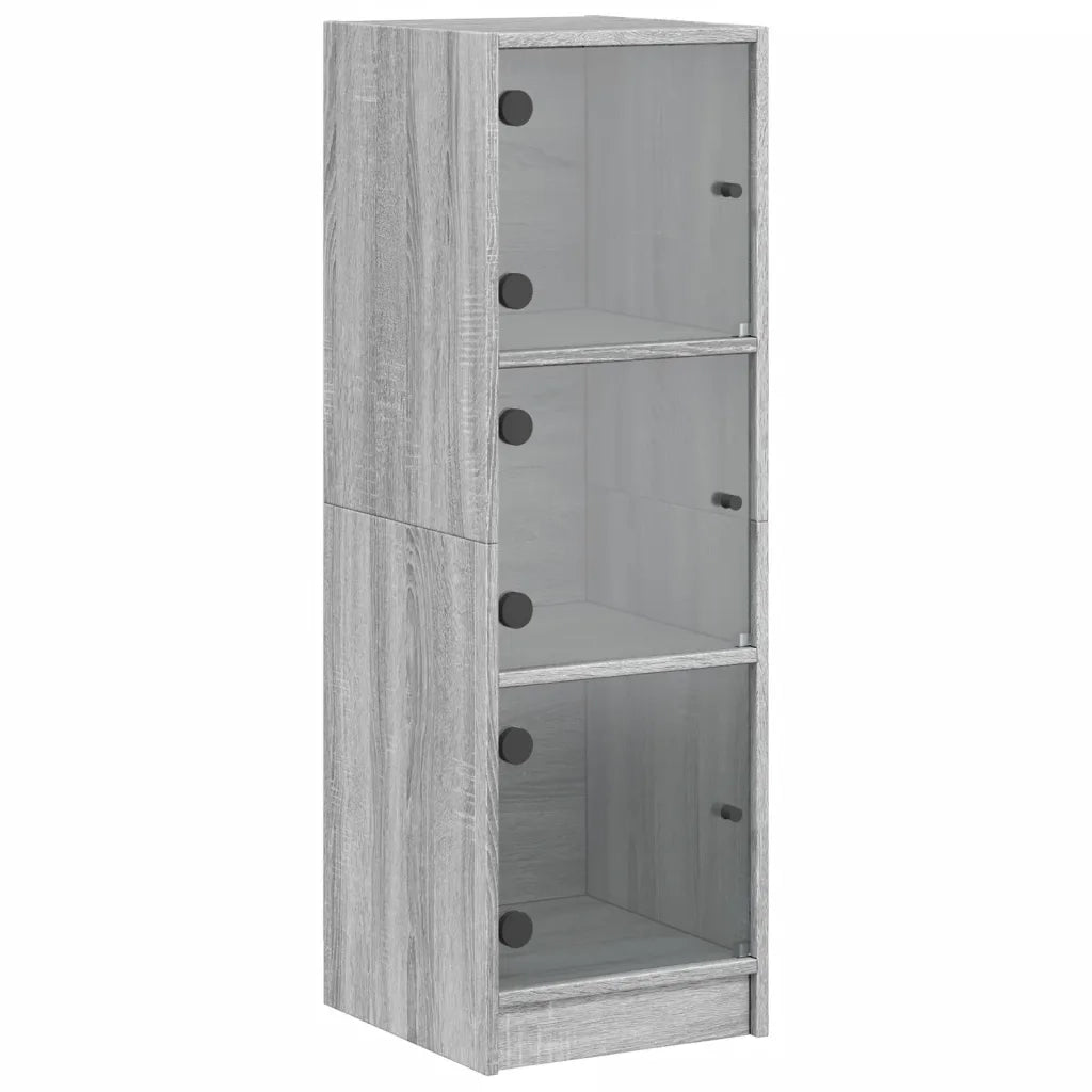 Credenza | Madia | Buffet da pranzo | Armadio da pranzo con Ante in Vetro Grigio Sonoma 35x37x109 cm