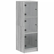 Credenza | Madia | Buffet da pranzo | Armadio da pranzo con Ante in Vetro Grigio Sonoma 35x37x109 cm