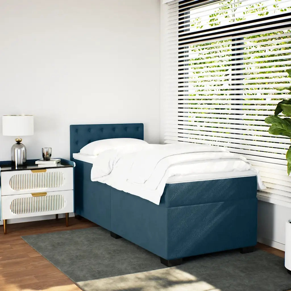 Letto singolo | Letto per adulti | Giroletto a Molle con Materasso Blu Scuro 80x200 cm in Velluto