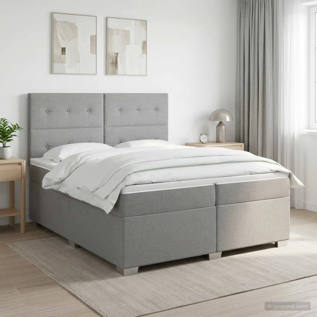 Letto box spring con materasso Grigio Chiaro 200 x 200 cm 3453486