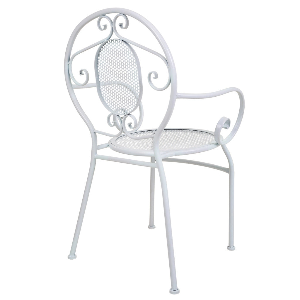 Poltrona in ferro battuto bianco 58x54x88h
