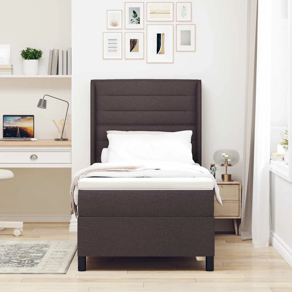 Letto a molle con materasso Marrone Scuro 190 x 90 cm Tessuto 3341556