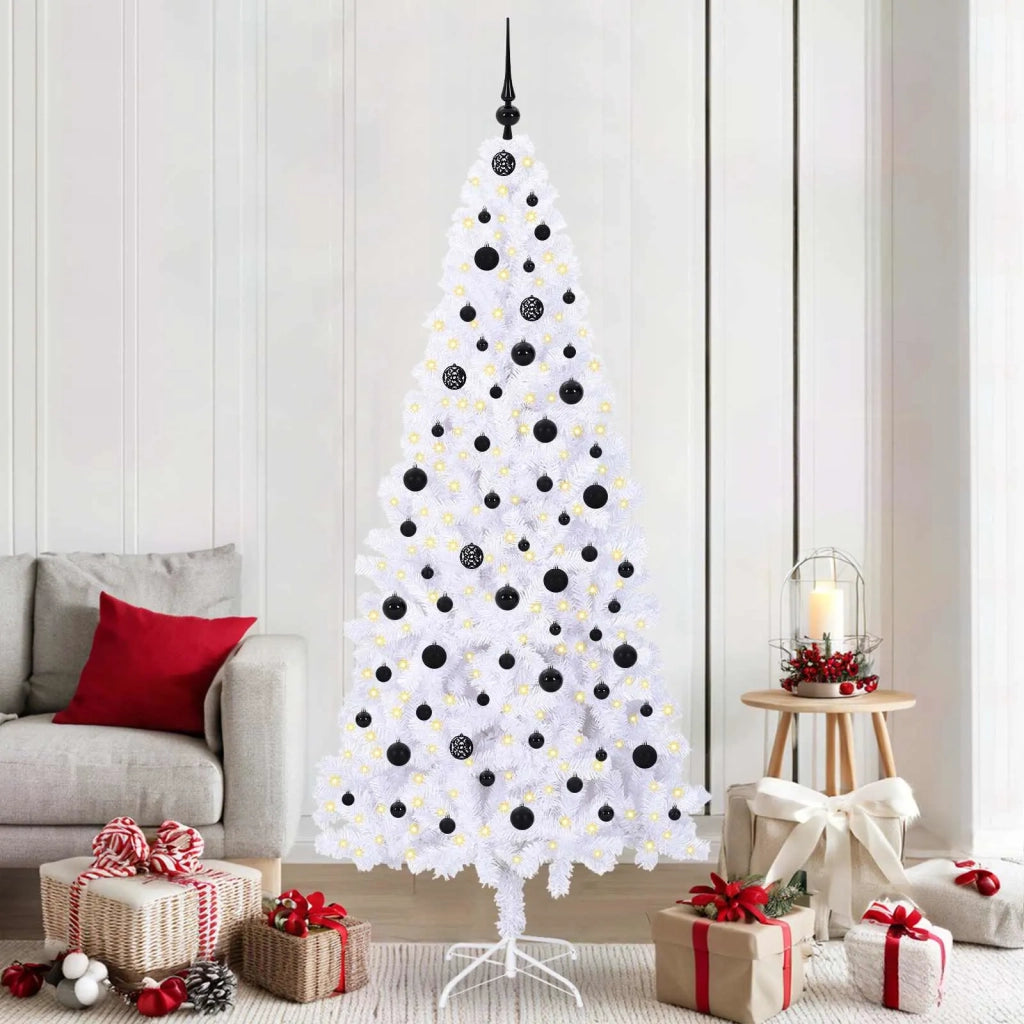 Albero di Natale | Decorazioni natalizie artificiale Bianco 210 cm PVC e Acciaio