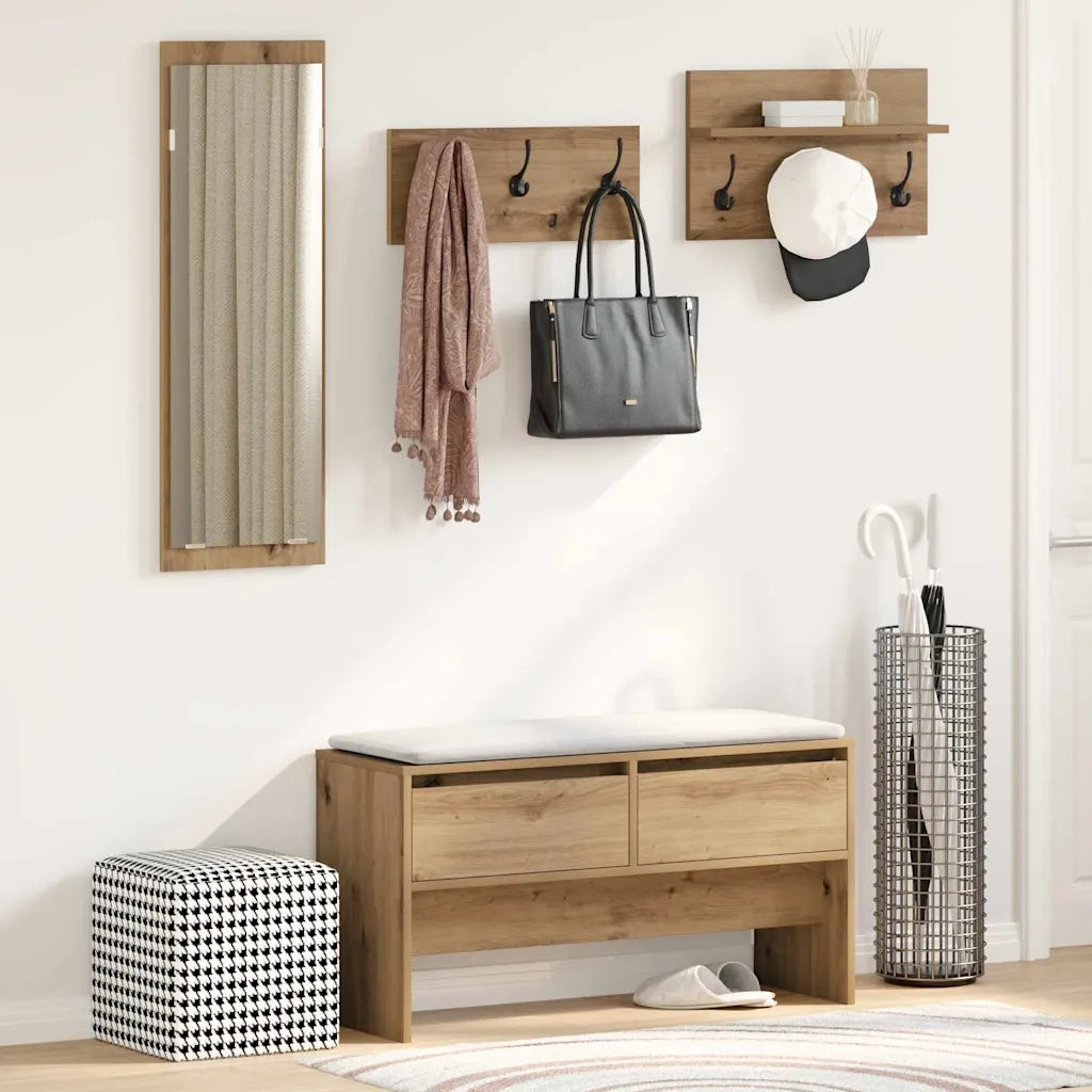Set mobili da ingresso con cassetto 4 pcs Rovere Artigianale 871528