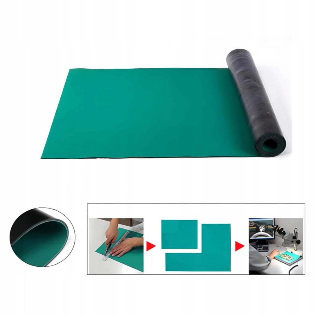 Tappetino Antistatica ESD – Protezione Elettrostatica | 0.6m x 10m x 2mm, Gomma Naturale, Resistente a Chimici