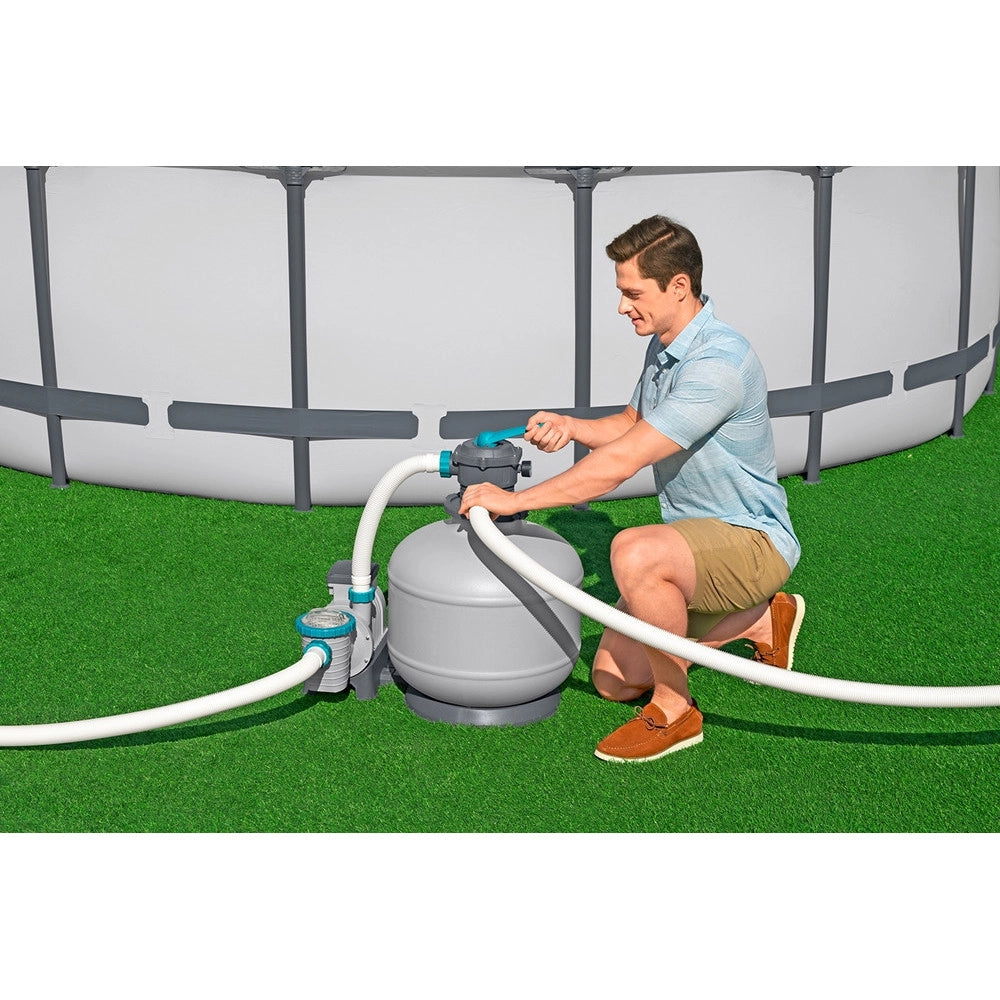 Trade Shop - Pompa Di Filtraggio A Sabbia Con Timer Manometro 11.355l/h Per Piscine Fuori Terra 58486 -