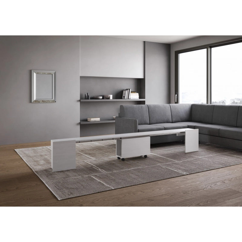 Consolle allungabile 90x42/302 Evolve con Panca inferiore 72x26/300 - Bianco Frassino