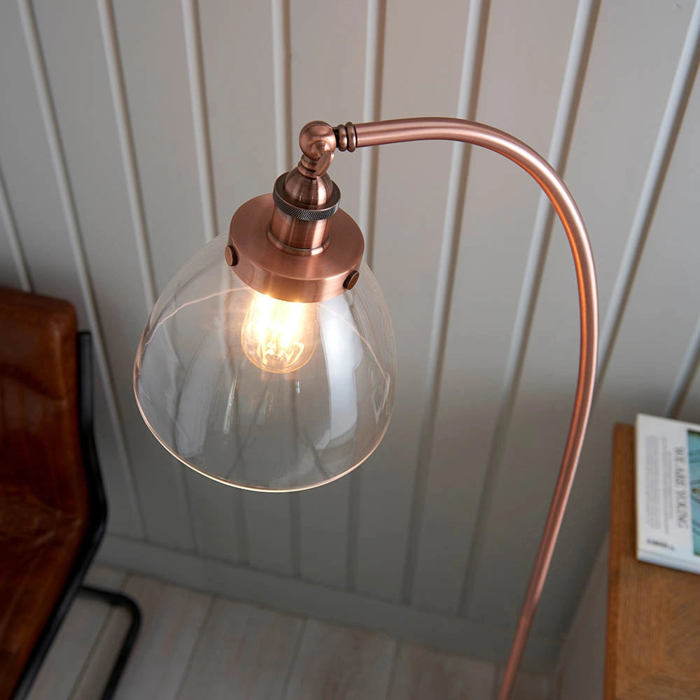 Lampada da terra industriale rame anticato E27 Hansen