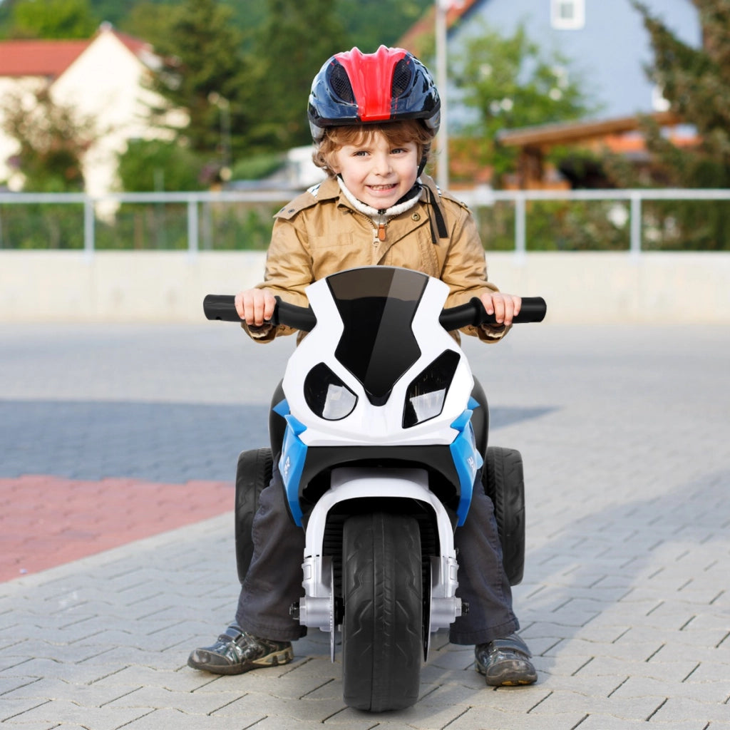 Moto cavalcabile alimentata a batteria 6 V per bambini, Motocicletta a 3 ruote con musica e aspetto carino Blu-Moto elettriche
