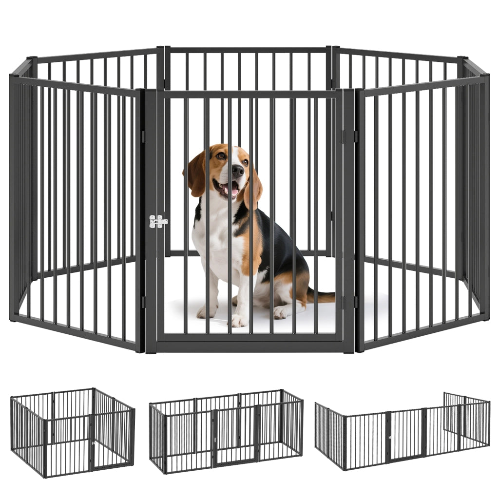 Recinto per Cani 8 Pannelli 60x76 cm ¨C zephmum ¨C Nero per Interno ed Esterno