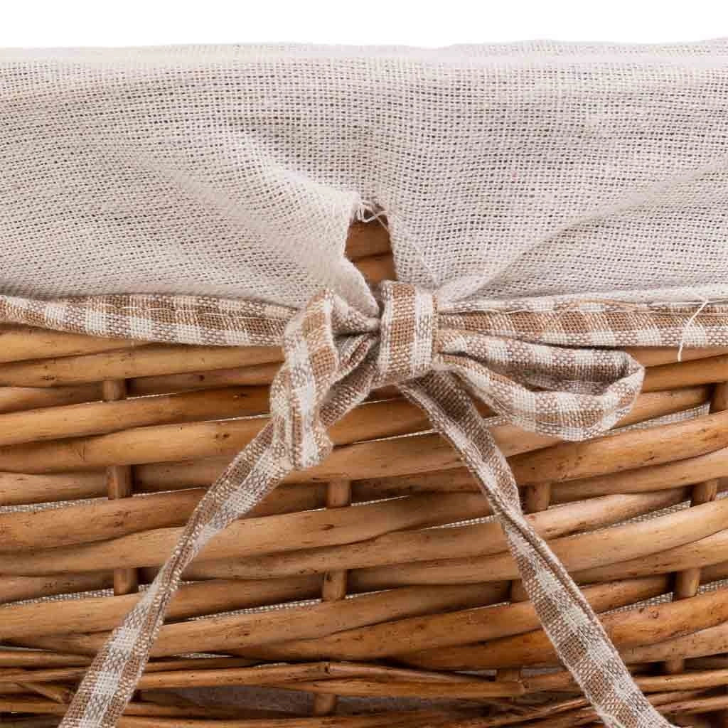 Set di 3 cestini in vimini foderati marroni