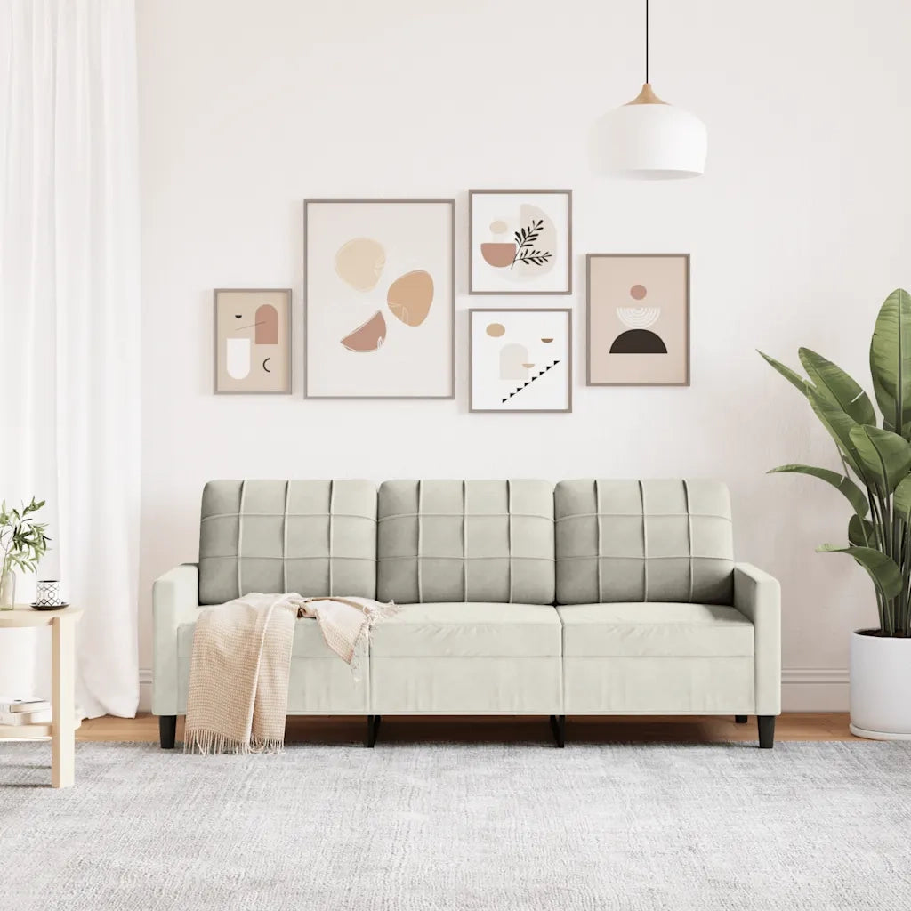 Divano | Divano da soggiorno | Sofa a 3 Posti Crema 180 cm in Velluto