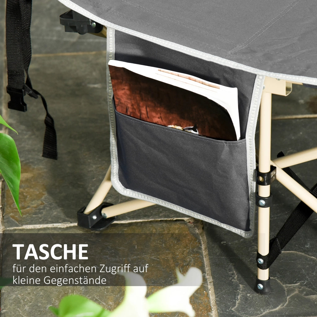 Lettino da campeggio pieghevole con borsa per il trasporto, in acciaio Oxford, grigio, 190 x 68 x 52 cm