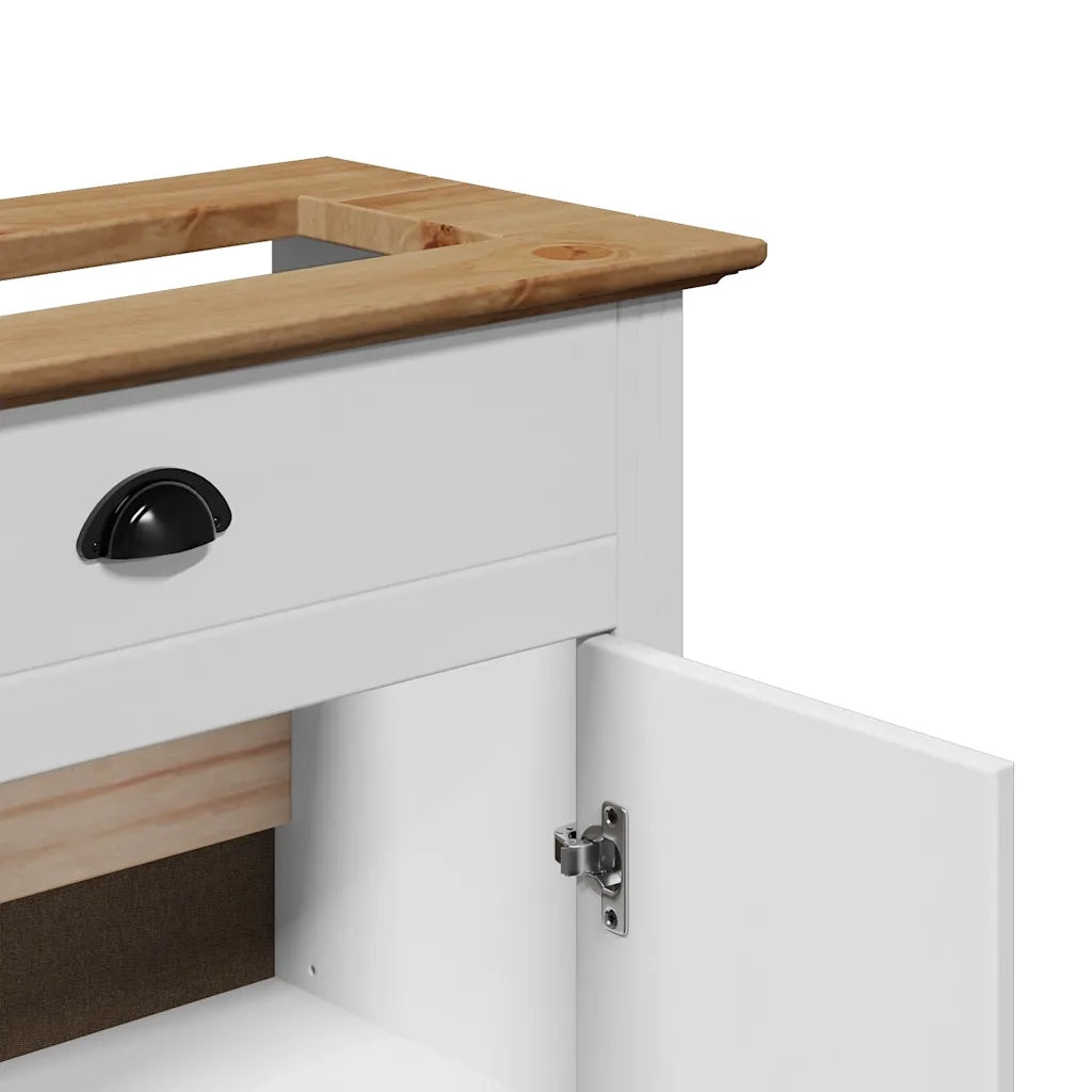 Mobile Lavabo da Bagno-Armadietto da bagno BODO Bianco e Marrone 70x35x80 cm