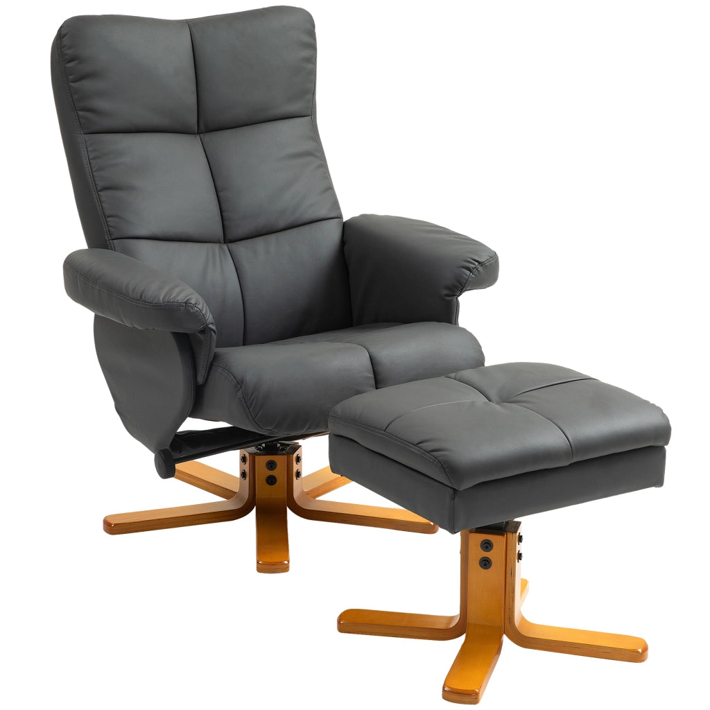 POLTRONA Reclinabile Girevole con Hocker, Set da 2 pezzi, Grigio scuro