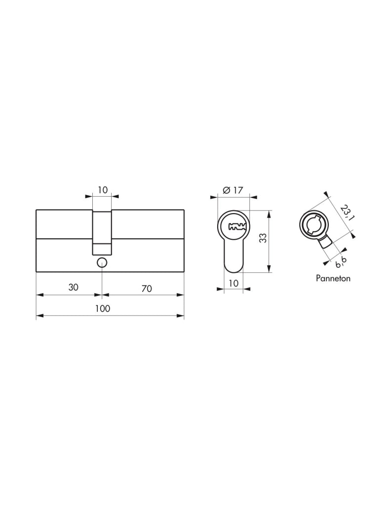 Cilindro europeo a doppia entrata Trafic 6, 30x70mm, nichel, antiperforazione, antirottura, 5 chiavi piatte reversibili- THIRARD