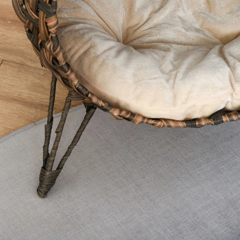 Casetta per gatti in rattan con cuscino, cuccia, grotta per gatti con piedini rialzati, marrone, ?52 x 58 cm