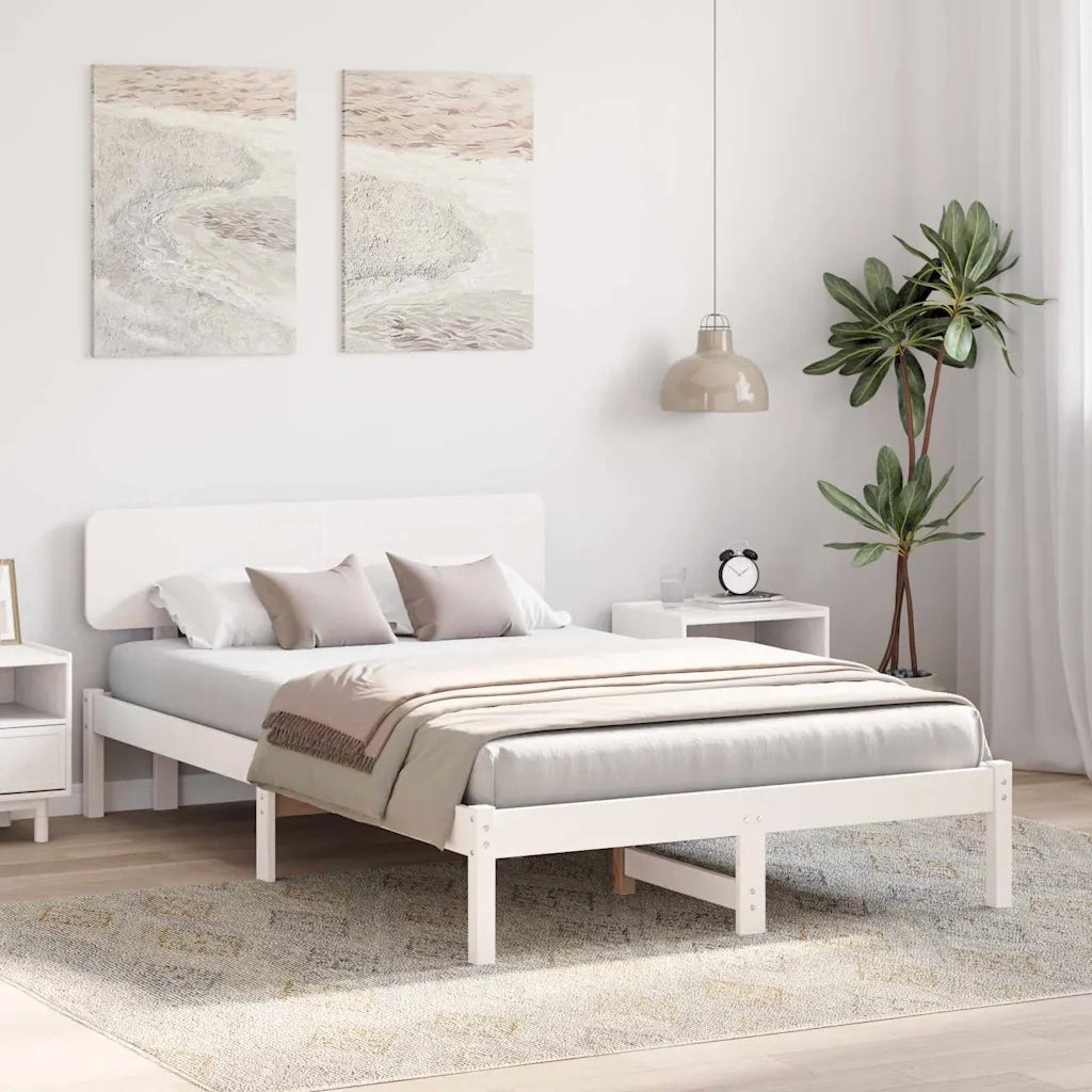 Struttura del letto-Giroletto-Rete del Letto Bianco 140 x 190 cm Pino massello 685383