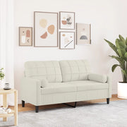 Divano a 2 Posti con Cuscini-Sofa 2 Posti con Cuscini Crema 140 cm in Velluto 441083