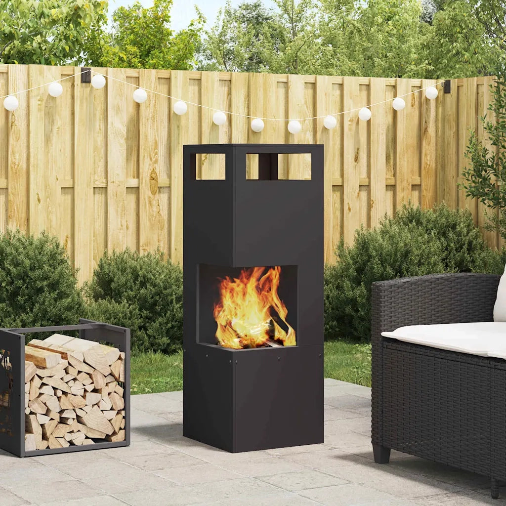 Focolare-Stufa-Camino Nero 35 x 35 x 100 cm Acciaio 836484