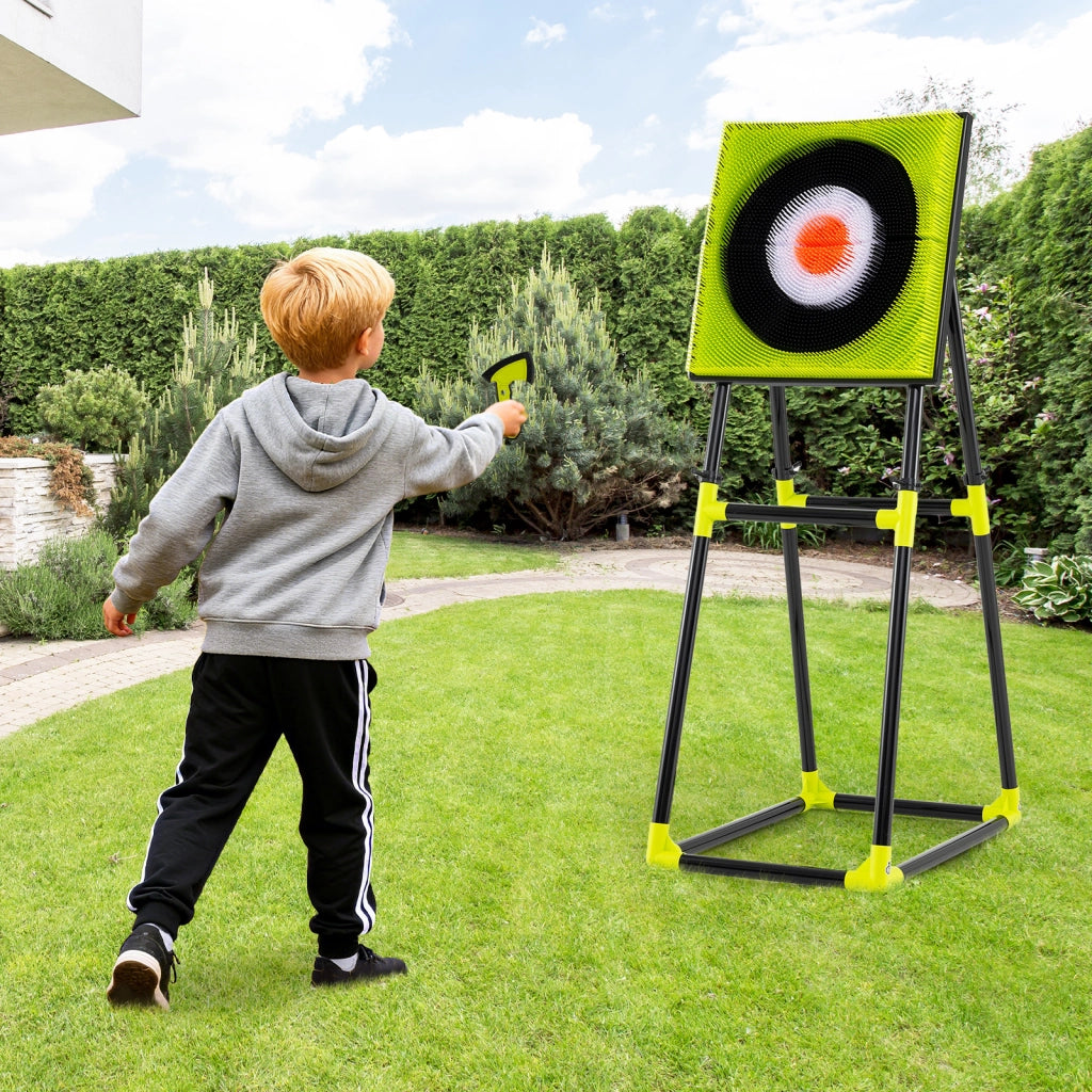 Set 4 in 1 arco e frecce per bambini e adulti, Set da gioco con asce da lancio per interno ed esterno Verde